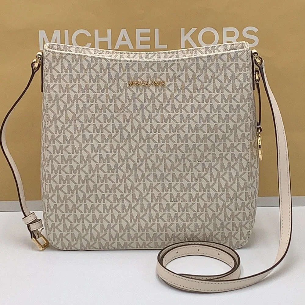 Michael Kors Jet Set Travel Large Messenger Crossbody Bag Light Cream Multi